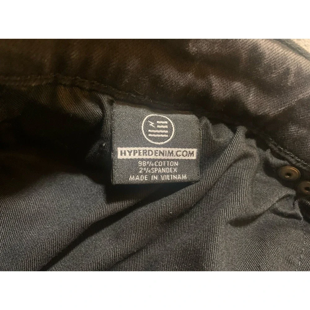 Hyper Denim Men's 38x33 Black  Biker Stretch‎ Denim Jeans Slimming